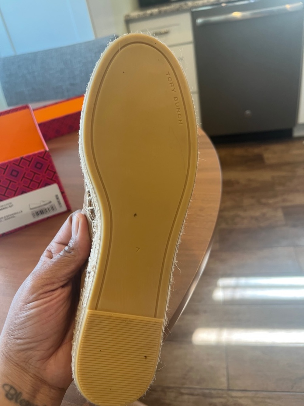 Tory Burch Tan Leather Espadrille Flats - Picture 6 of 9